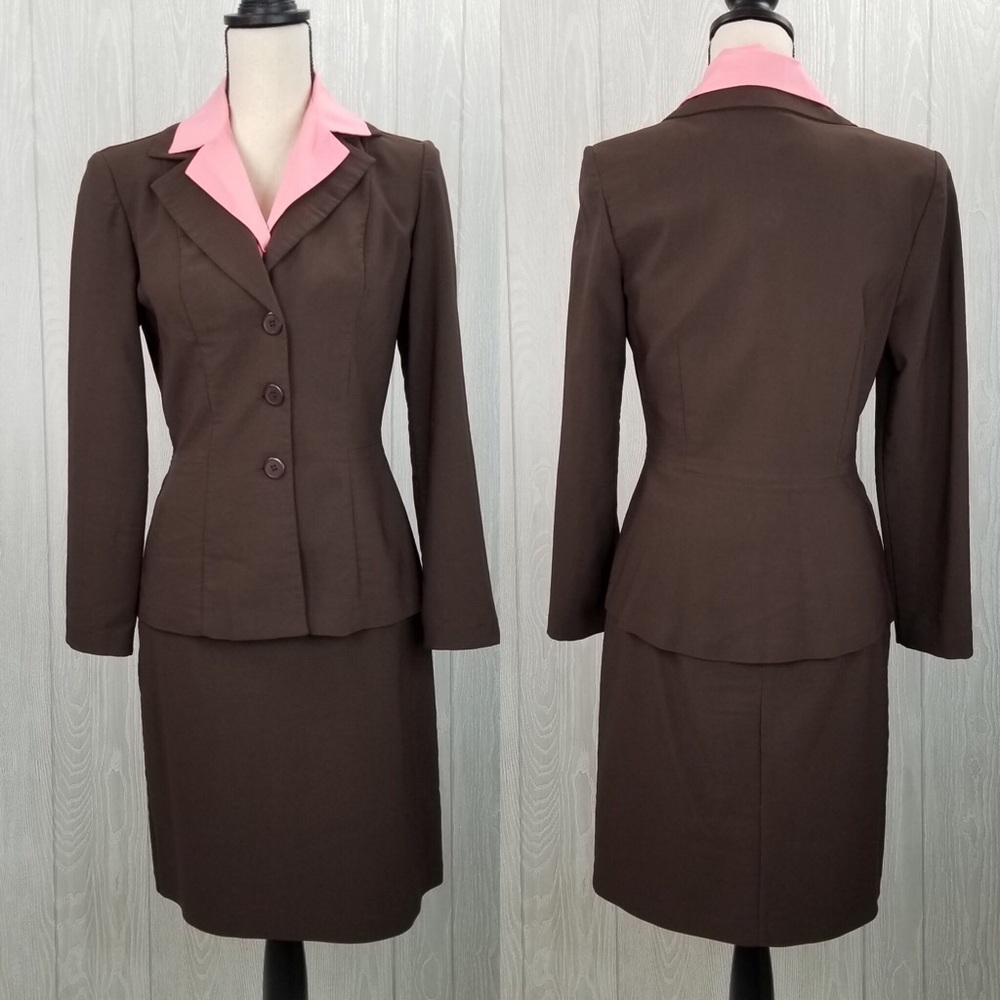 B. Smart 2-pc Brown Skirt Suit, sz 6